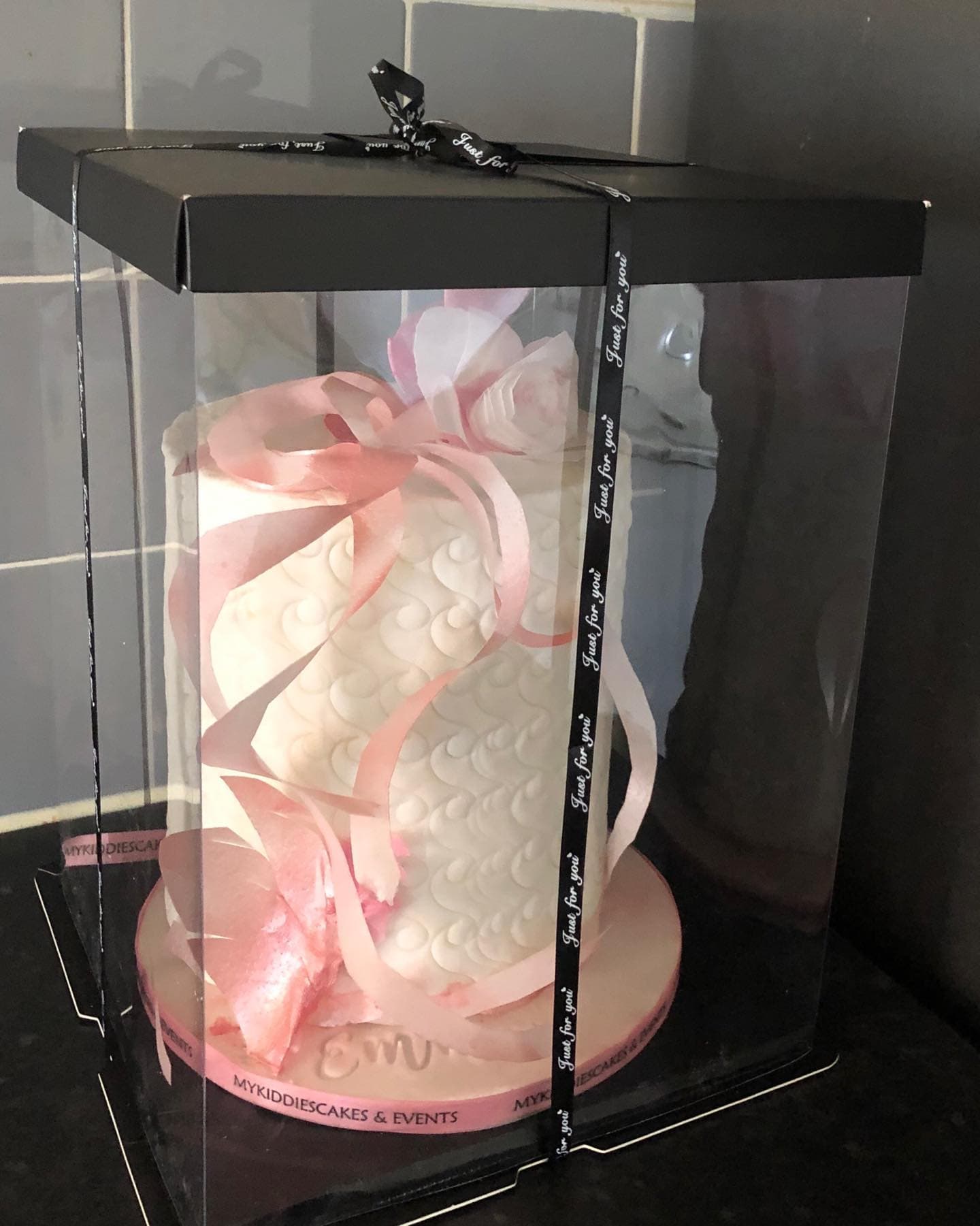 Black box ribbon cake