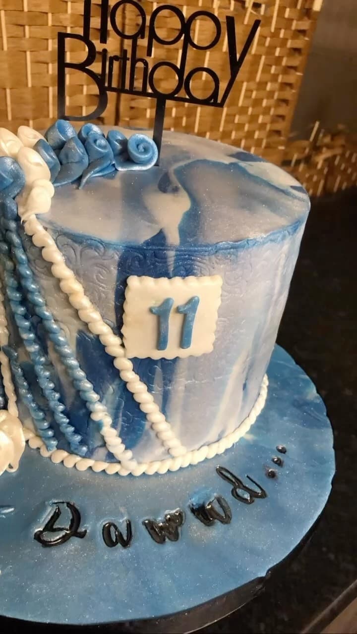 Blue happy birthday cake