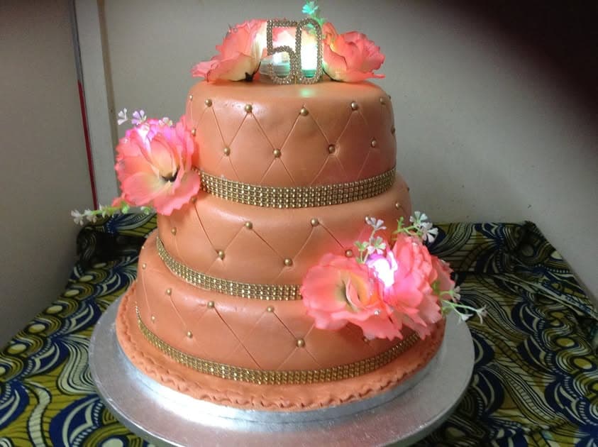 Brown three tier cake