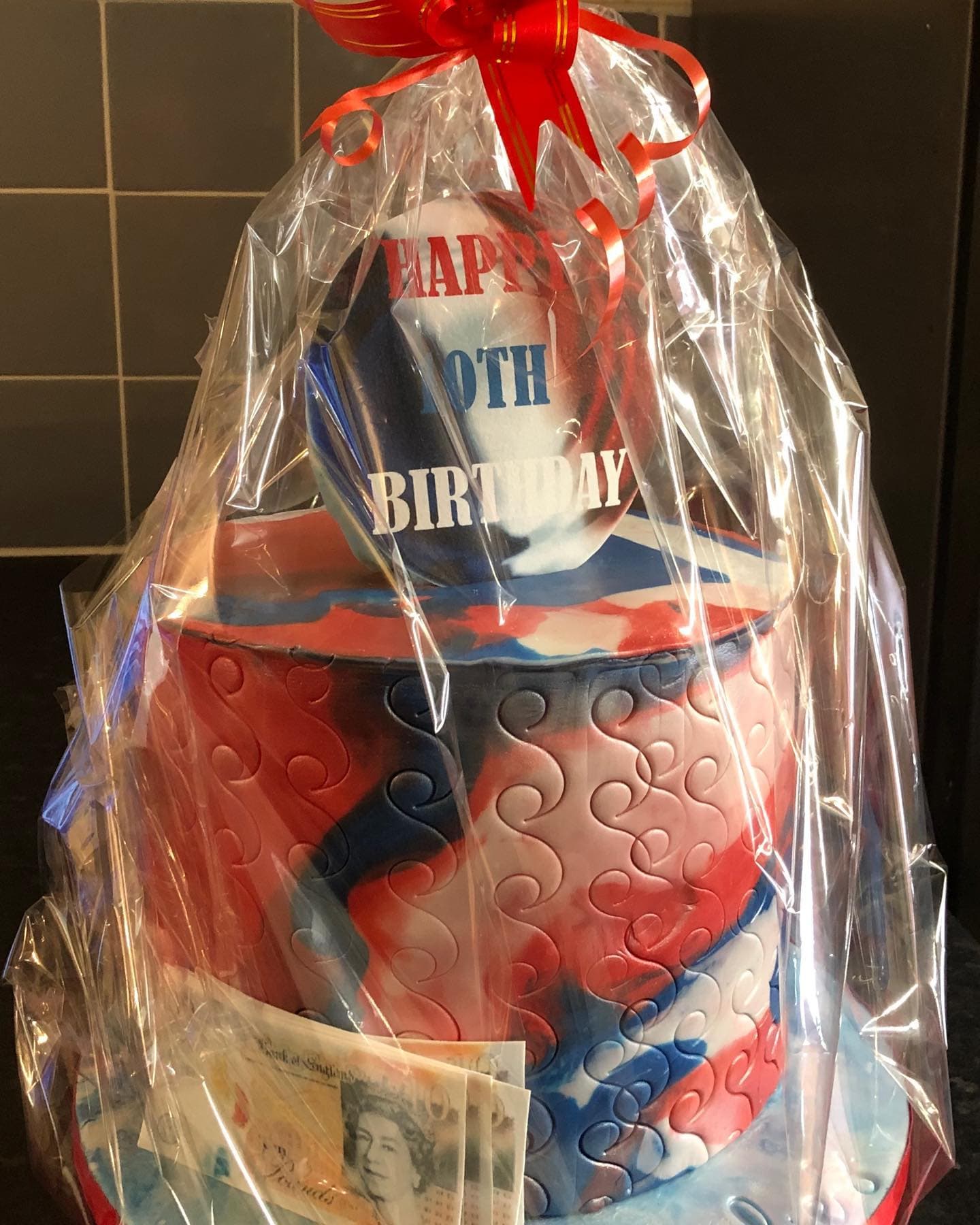 Clear box birthday cake