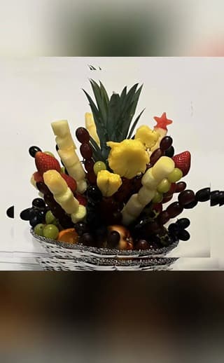 Fruit skewers in a bowl