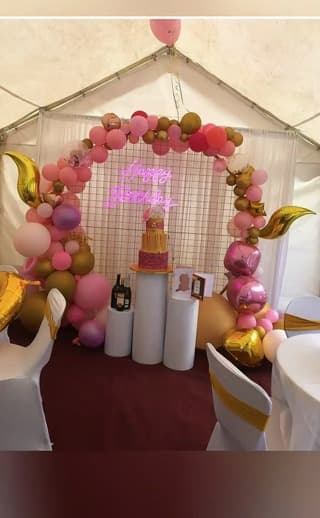 Pink balloon arch