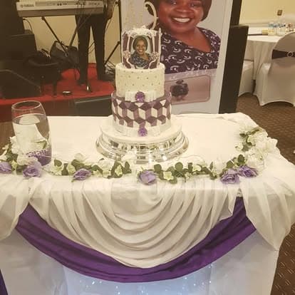 White draped cake table